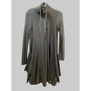 Kensie Black Half Zip Textured Sweater Dress Medium Athleisure Casual Modern Y2K